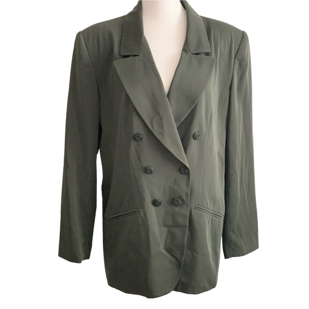 JACQUELINE FERRAR Women’s Dark Sage Green Long Sleeve Blazer Jacket